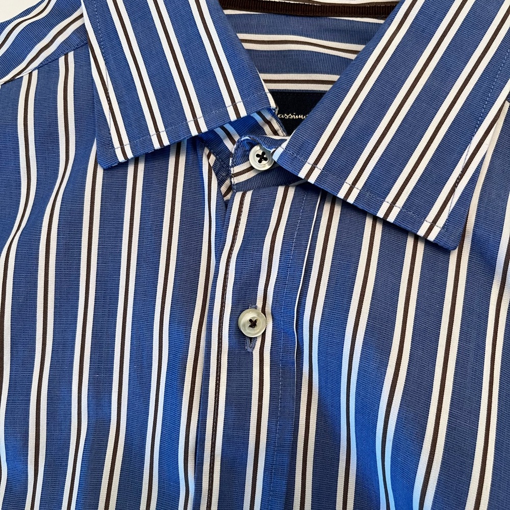 Massimo Dutti beautiful cotton Men's Blue Striped Shirt L